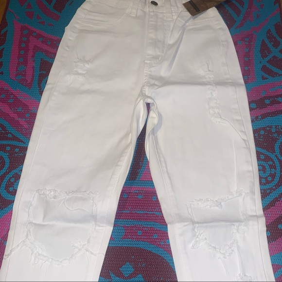 Aphrodite NWT High Waisted White Distressed Jeans - Picture 5 of 8